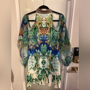 VENUS Exaggerated Sleeve Jungle Print Dress